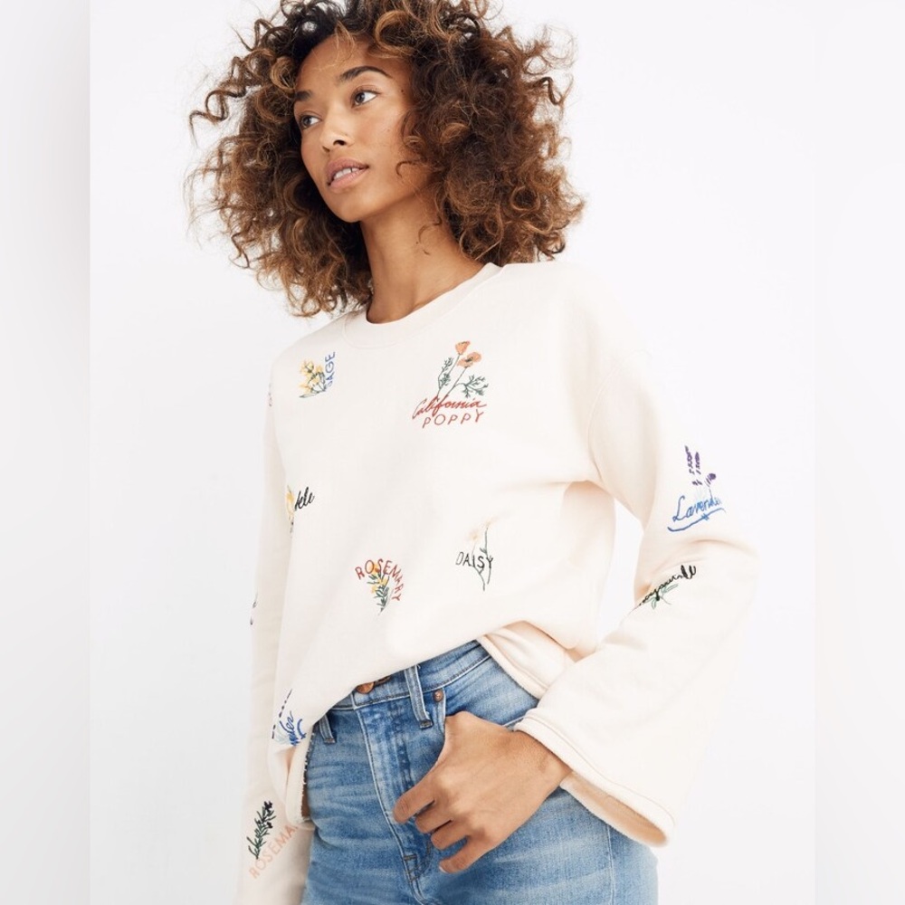 Madewell • Botanical Embroidered Bell-Sleeve Sweatshirt